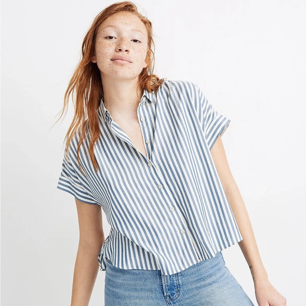 Madewell Hilltop Shirt in Savin Stripe - Picture 1 of 13